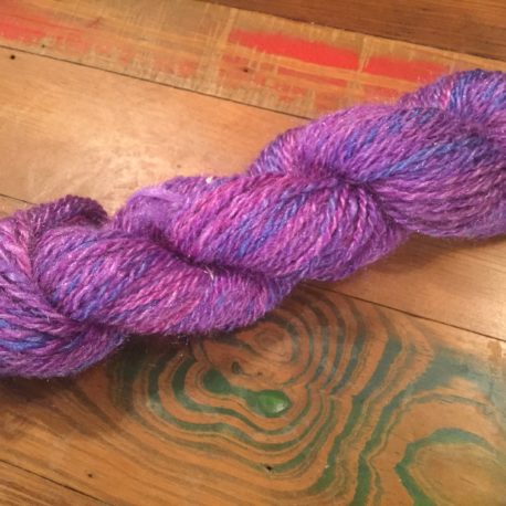 Purple, handspun, glittery yarn